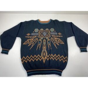 Vintage Impact Men's XL 90's Multi Sweater Genuine Leather Patchwork Aesthetic